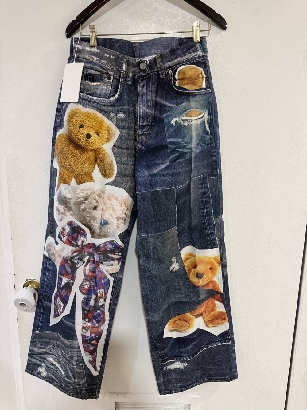 Acne Studios Blue Patchwork Teddy Print Jeans